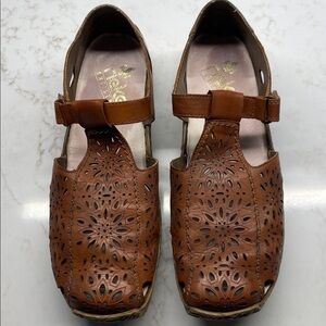 Rieker Travel Sandals Ballet Flats Leather Antistress Mary Jane Brown Size 9